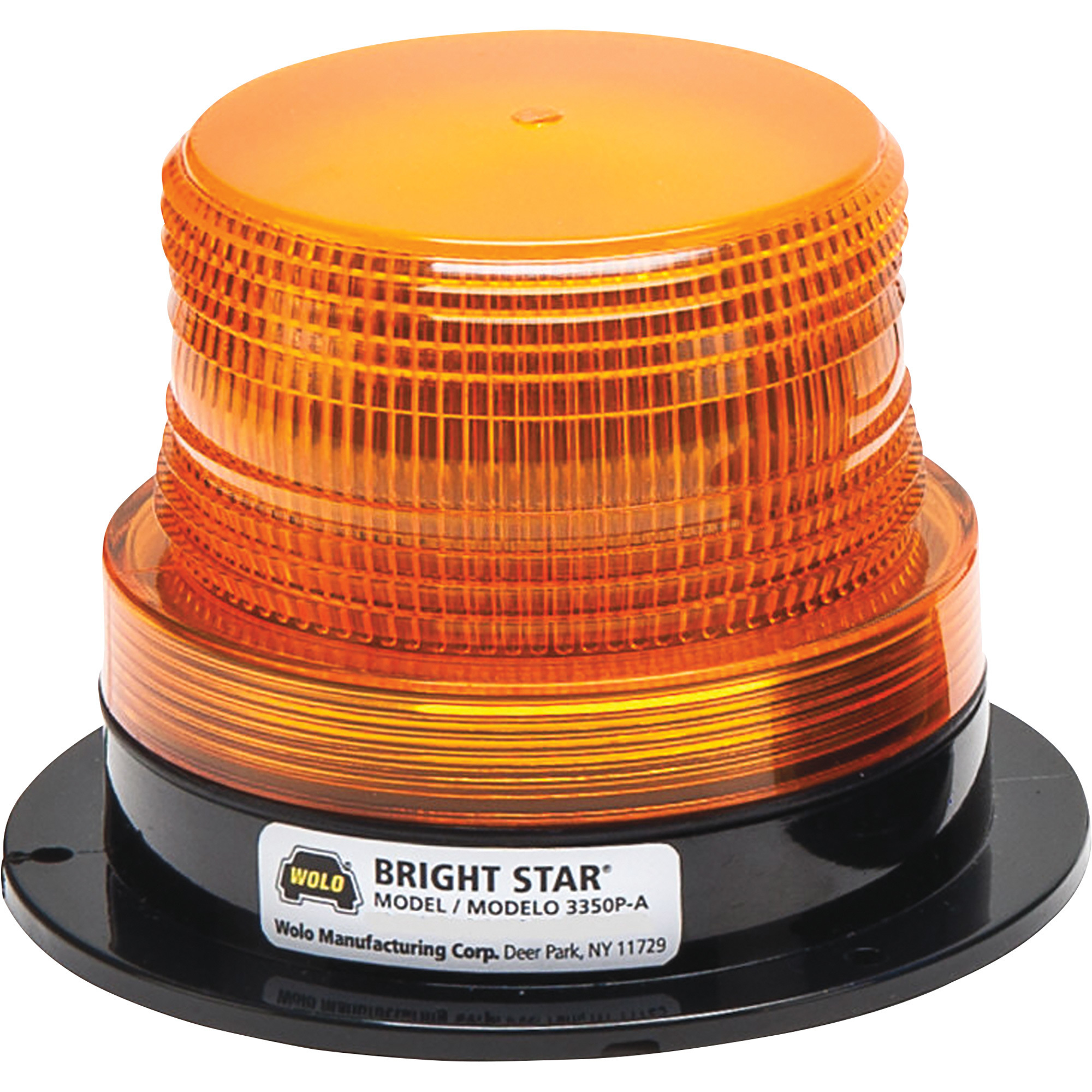 WOLO Bright Star Strobe Beacon Light, Wired, Amber, Permanent Mount, Model# 3350P-A